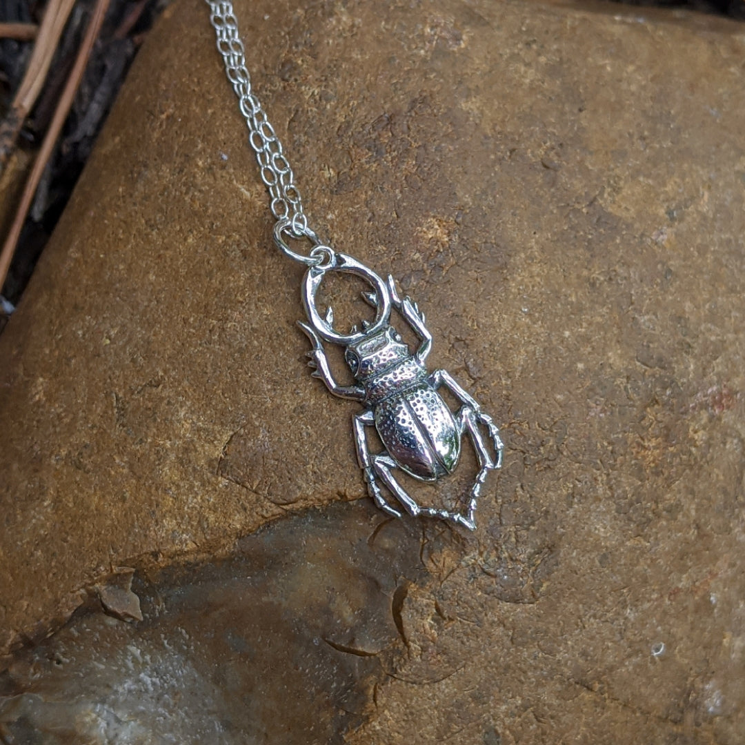 Stag Beetle Charm Necklace