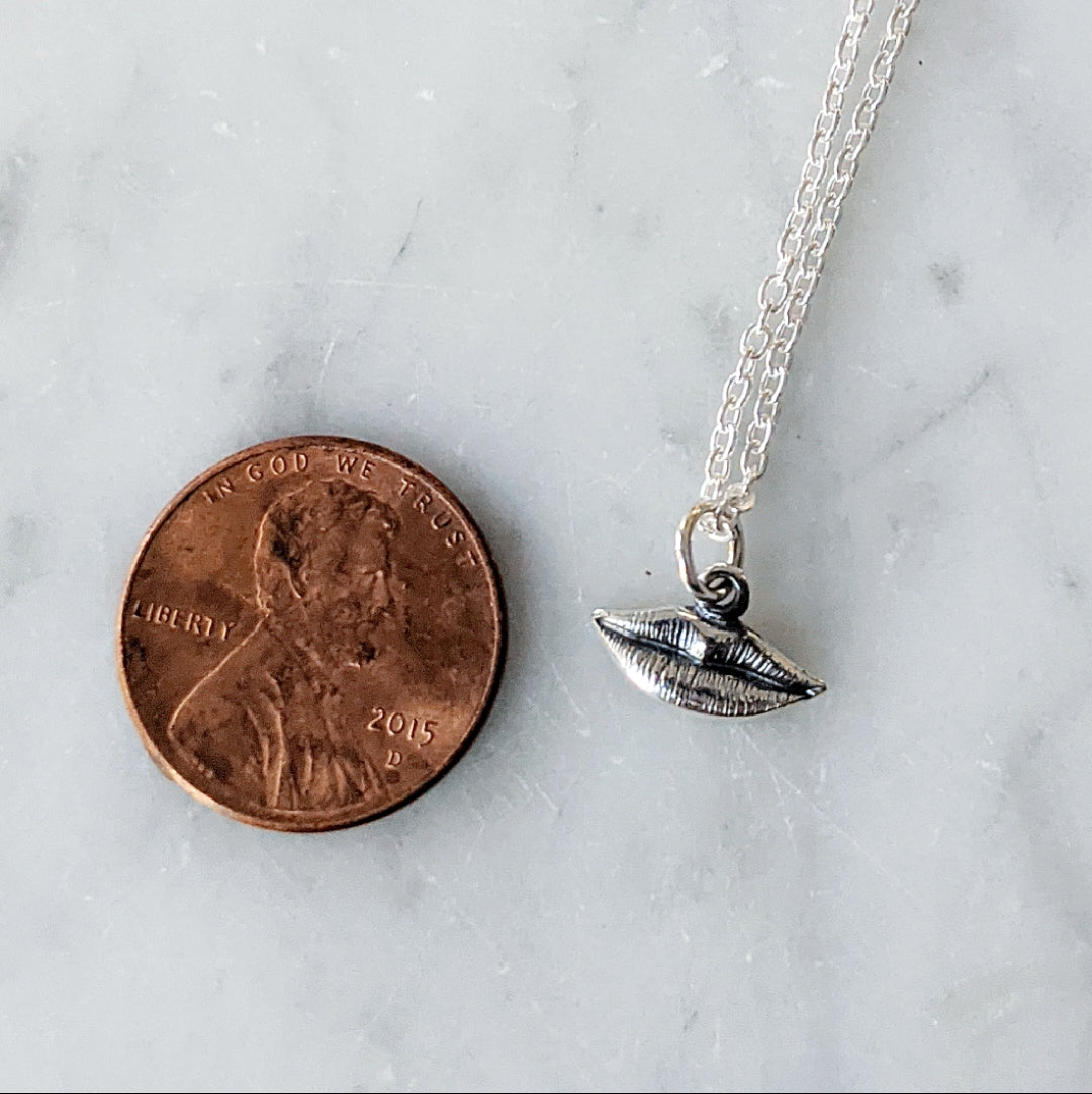 Sterling Lips Charm Necklace