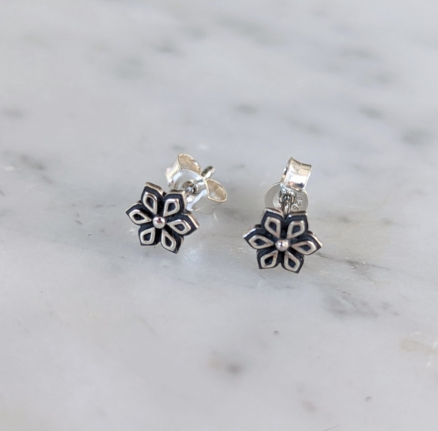 Sterling Flower Stamp Earrings