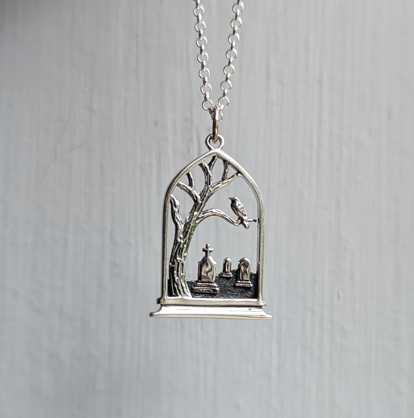 Sterling Cemetery Necklace