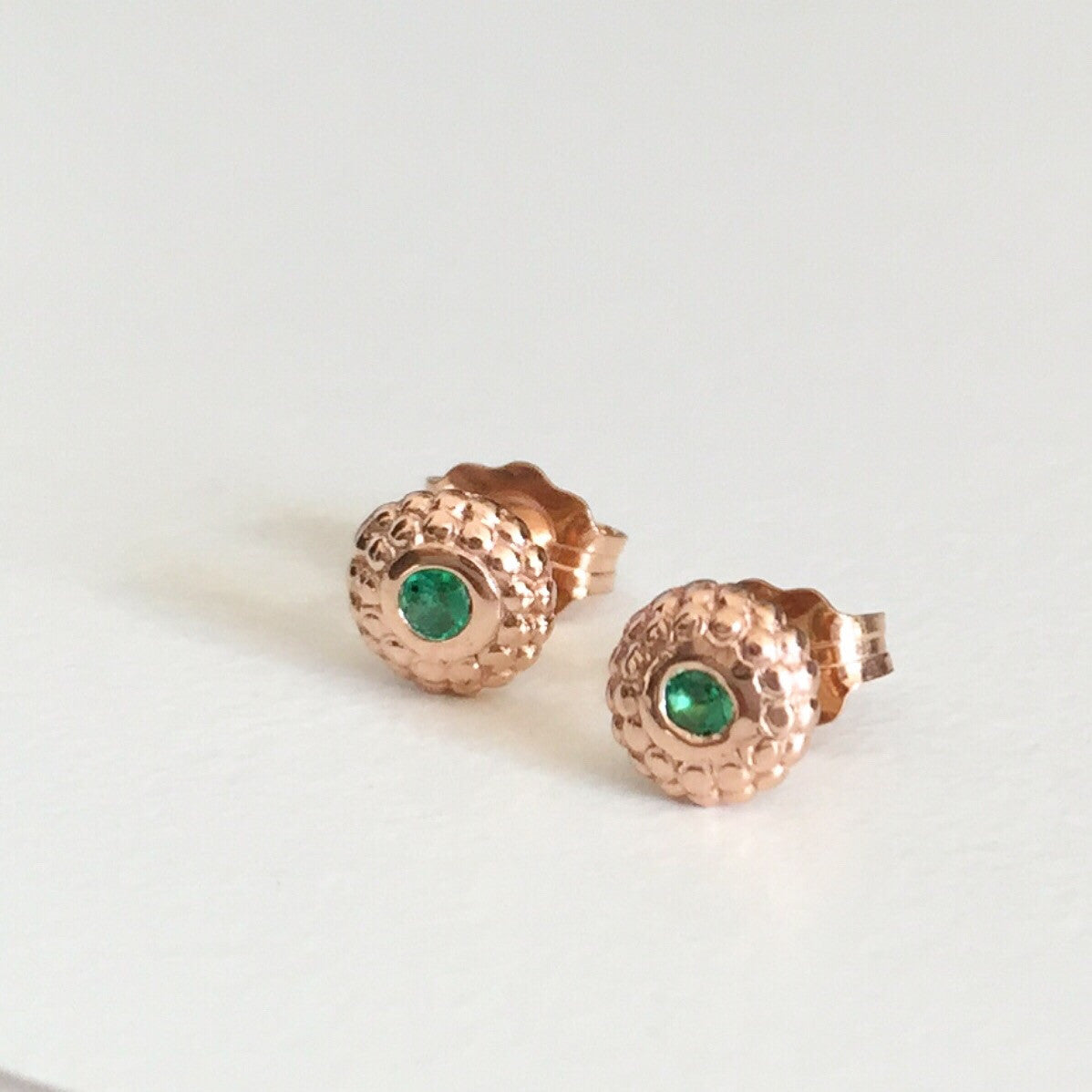 Tibetan Emerald Stud Earrings