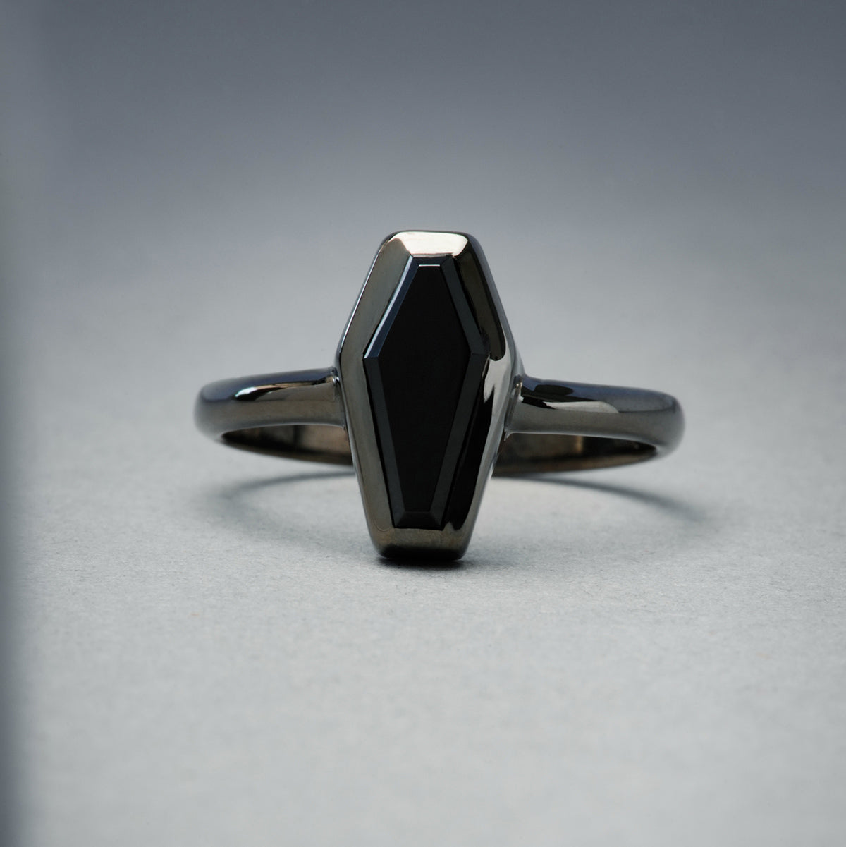 Onyx Coffin Ring