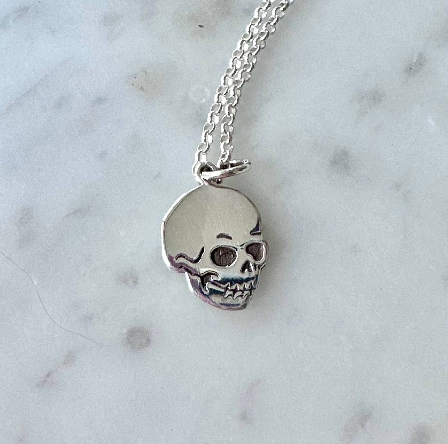 Sterling Memento Mori Skull Necklace