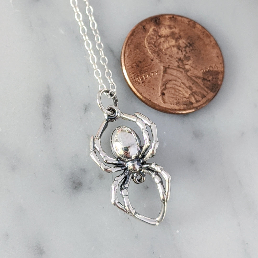 Sterling Spider Necklace