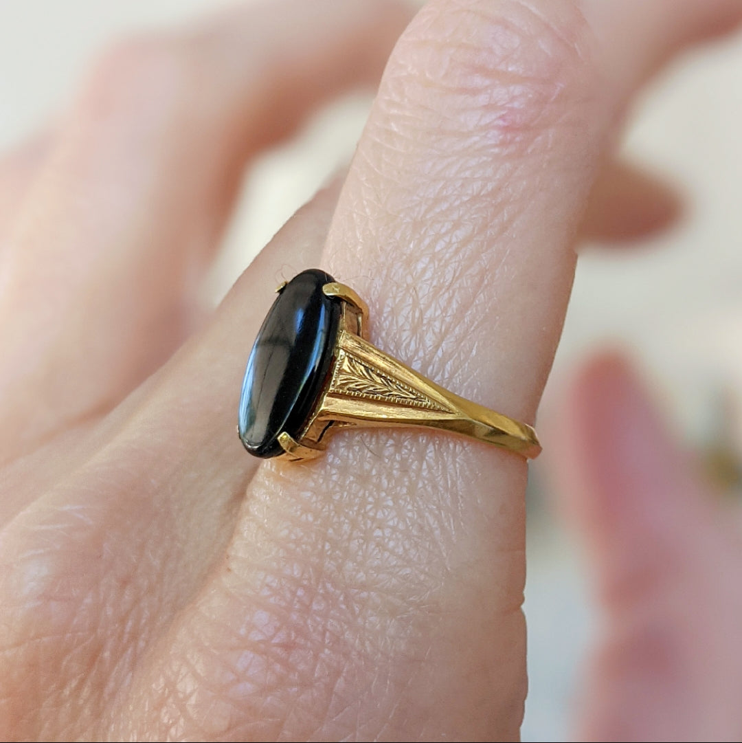 Antique Art Nouveau 14k Gold Onyx Ring – Leviticus Jewelry