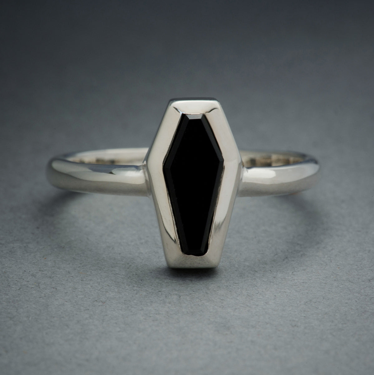 Onyx Coffin Ring